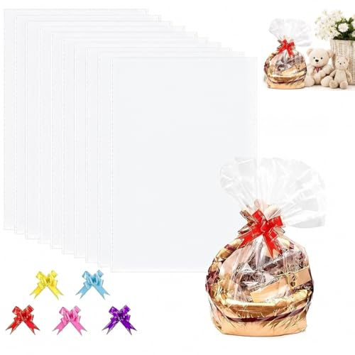 bolsas de papel celofán transparente 10 unidades grandes 75x100 cm para envolver regalos juguetes cestas ropa eventos fiestas cumpleaños