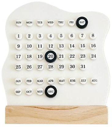 Calendario in legno - Display giornaliero perpetuo 15x4x17 cm, organizer per da scrivania, forniture di cancelleria e tracciatore di date per studenti e insegnanti Home | Decorazioni per uff