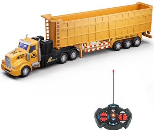 Bonikita RC Container Truck, Remote-Controlled Large Transportable Carriages Detachable Tractor and Trailer, Semi Truck Toy with Lights and Sound Effects, Gift for Boys and Girls Aged 3-8