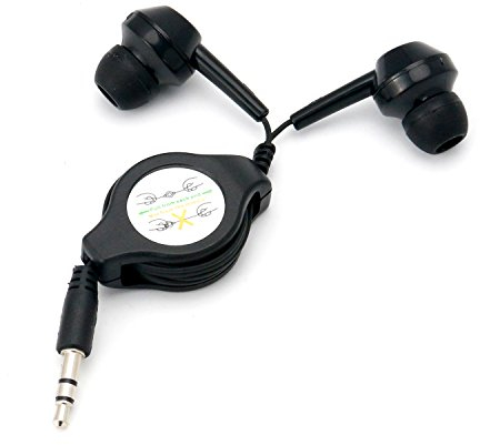 TRIXES Auriculares Estéreo Negros Retráctiles 3.5 mm No Más Enredos