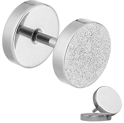 Treuheld® | 6mm Fake Plug Ohrstecker in Diamant Glitzer Optik | Silber | Fake Tunnel Ohrring zum Schrauben für Damen und Herren | Chirurgenstahl