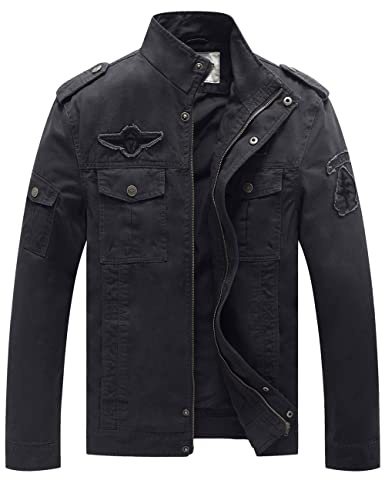 WenVen Homme Veste d'Extérieur Veste Coupe-Vent en Coton Cargo Militaire