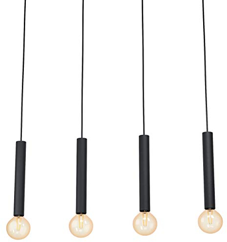 EGLO Pendelleuchte Cortenova, 4 flammige Hängelampe Industrial, Hängeleuchte aus Stahl in Schwarz, Esstischlampe, Wohnzimmerlampe hängend mit E27 Fassung