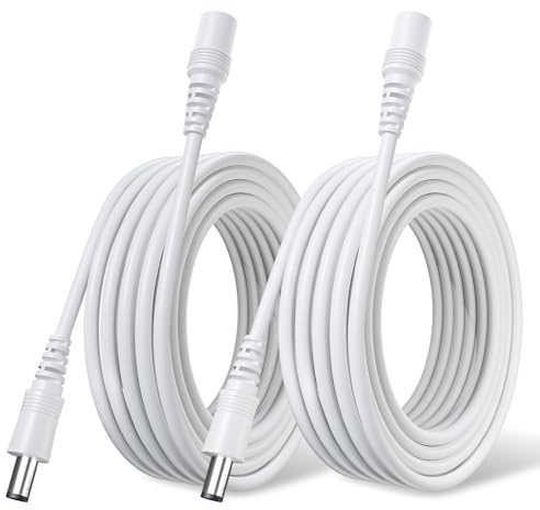 DC-förlängningskabel i ren koppar, 2, 10 m, universal hona till hane, 5,5 mm x 2,1 mm, 12 V sladd för säkerhetskamera, CCTV, IP, router, LED-remsa etc. (vit)