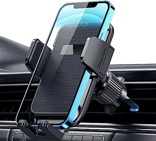 Qifutan Phone Mount for Car Vent [Upgraded Metal Clip] Cell Phone Holder Car Hands Free Cradle in Vehicle Car Phone Holder Mount for Smartphone, iPhone, Cell Phone Automobile Cradles Universal