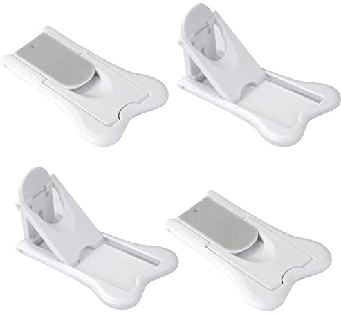 4 Pezzi Blocco Porta di Sicurezza per Bambini, Fermaporta Scorrevole Blocco di Sicurezza Autoadesivo Nessuna Perforazione Blocco Finestra di Sicurezza per Bambini per Porta Scorrevole Armadio