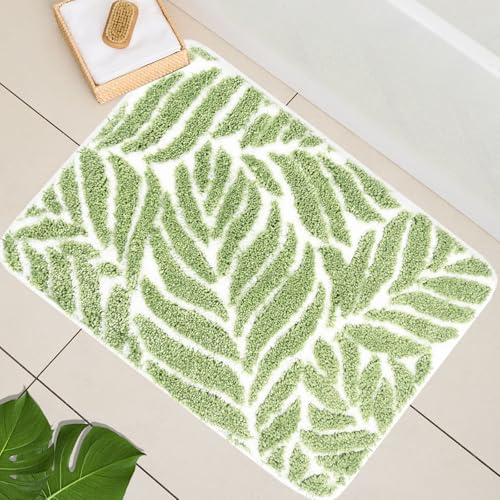 Homantic Badezimmerteppich, kleine Badematten für Badezimmer, rutschfest, maschinenwaschbar, Badezimmerdekoration, wasserabsorbierend, Badteppiche für Waschbecken, Badewanne und Dusche, Blätte