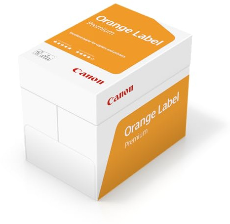 Canon Orange Label Premium A4 Printer Paper, Copy Paper, Multi-Purpose Paper, 75gsm, 1 Carton of 5 x 500 Sheets, 2500 Sheets Total, White, Exclusive to Amazon