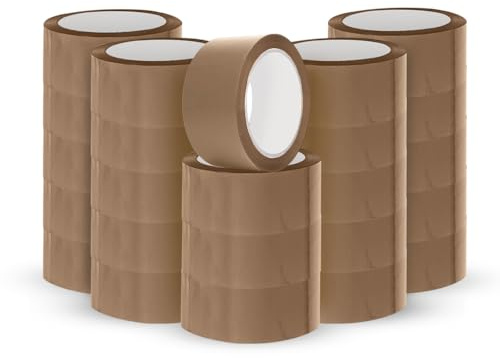 ARVO Brown Packing Tape 24 Rolls with Low Noise (48mm x 60m) - Durable Parcel Sealing Tape for Packing Boxes, Secure Packaging for Moving House