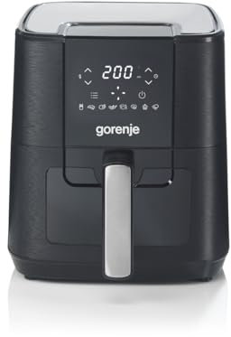 Gorenje AF1350DWB Heißluftfritteuse / 1.350 Watt/Korb 5,4 Liter mit Sichtfenst / 8 Automatik Programme/Antihaft-Beschichtung/LED Anzeige/B x H x T: 28 × 35,3 × 32,1 cm/Schwarz