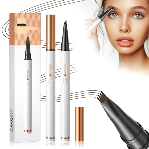 Magischer Augenbrauenstift, Wasserfester 3D-Microblading-Augenbrauenstift-Konturstift, Präziser Brauenstift mit 4 Spitzen Langlebiger Natürlicher Augenbrauenstift (Hellbraun)