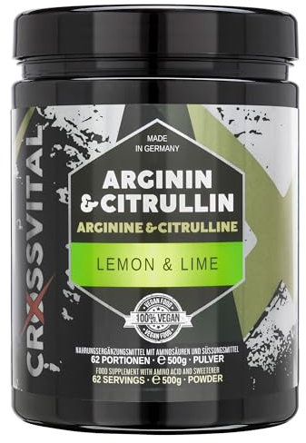 L-ARGININ & L-CITRULLIN Pulver I Lemon & Lime I CROSSVITAL I vegan I 500g I made in Germany