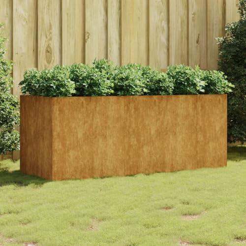 Hochbeet 200x80x80 cm, aus Cortenstahl, rechteckiges Pflanzbeet ohne Boden, mit Verstärkung, für Gemüse Blumen Kräuter, wetterfest, Garten Terrasse Balkon, Rostoptik