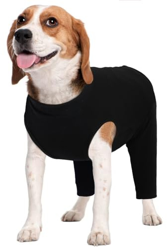 Kuoser Dog Surgery Recovery Suit Female Male with Body Sleeve Legs, Black M