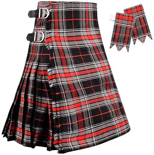 H HIGHLAND REDSTONE Kilt for Men - 16oz Traditional Scottish Tartan, 5 Yards Premium Acrylic Wool Kilts