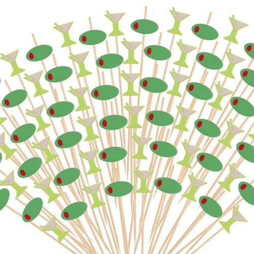 200 Pcs Martini Cocktail Picks, 4.7 Inch Olive Toothpicks for Appetizers A Tini Bit Older Party Birthday Supplies