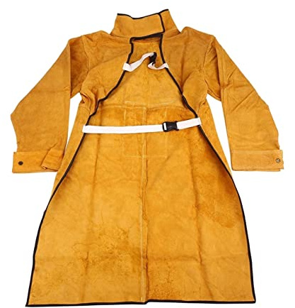 Grembiule da Saldatura, 120 cm di saldatura a fiamma arricciasche artigianato for saldatura a maniche lunghe abbigliamento protettivo diviso in pelle resistente al fuoco