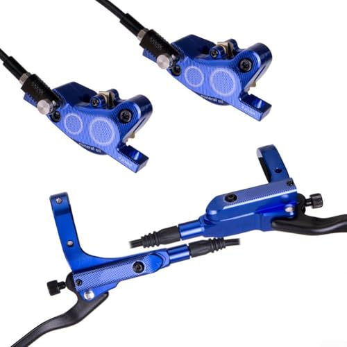 Kit de freins à disque hydrauliques avec technologie 4 pistons pour vélo de route et VTT Facile à utiliser (Bleu)