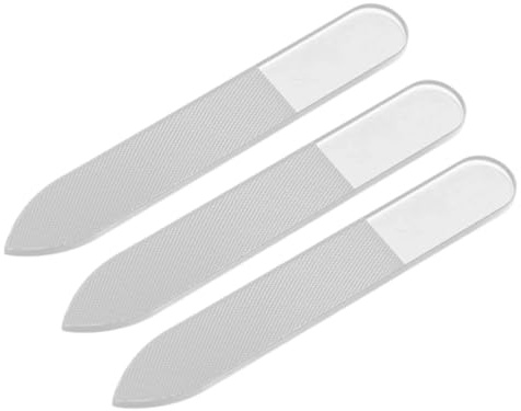 Lima per unghie in vetro, set da 3 (12 cm) con pizzo, per unghie naturali e manicure, delicata cura delle unghie, sigillata, professionale, durevole e lavabile, regalo ideale per donne