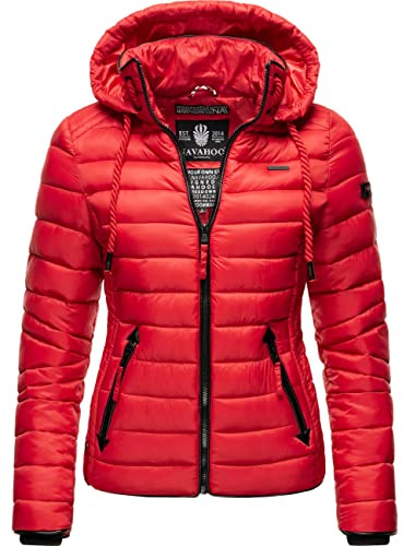 Navahoo Damen leichte Übergangsjacke Steppjacke mit Kapuze Lulana Rot Gr. XS