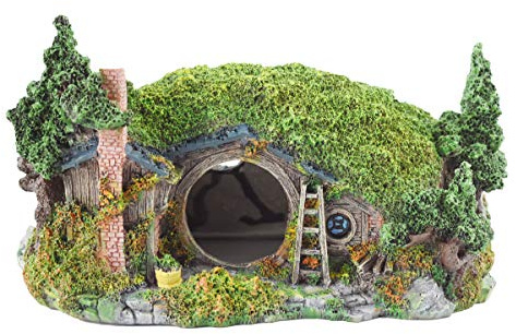 OMEM Hobbit-Haus,Aquarium Dekoration Höhle,für Fisch Tank,NatüRlicher Lebensraum Ornament für Aquarium Kleines Fischversteck