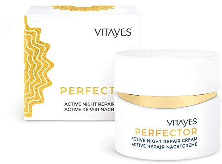 Vitayes Perfector Nachtcreme – Vegane Anti-Aging Gesichtscreme mit Hydrasalinol & Repair Complex – Feuchtigkeitspflege gegen Falten & trockene Haut – 50 ml