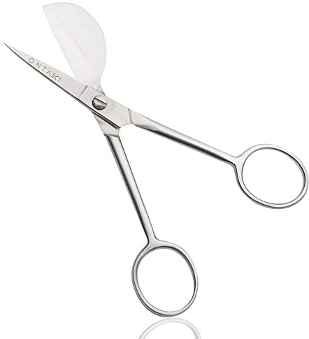 Ontaki Duckbill Scissors - 4.5 Inch, Silver, Left-Handed Applique Scissors - Precision Carbon Steel - Dressmaking, Embroidery & Needlework - Sewing Accessory