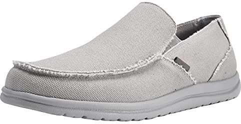 Canven Mens Canvas Shoes Slip On Loafers Deck Shoes Walking Lightweight Causal Slip-ons (Grey, EU 46/US 12)