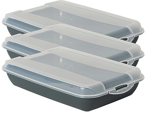 Novaliv 3er-Set Anthrazit Premium Aufschnittbox mit Transparentem Deckel, Frischhaltedosen für Wurst & Käse Maße 25x17x5 cm Kühlschrank Organizer Knäckebrotbox Wohnung must-have Küchen Gadgets