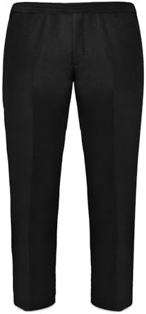 L S U Pantalon pour homme et garçon, coupe extra généreuse, coupe robuste, grande taille, pantalon d'école, de travail, de bureau avec taille élastique, Noir , 4XL/grande taille