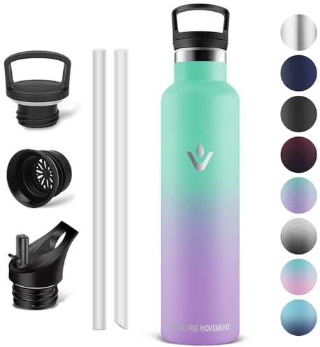 Vikaster Borraccia termica - 1l, Borraccia acciaio inox, Borracce Senza Perdite, con Cannuccia, Borraccia Termiche Sportiva, Adulto, Scuola, Outdoor