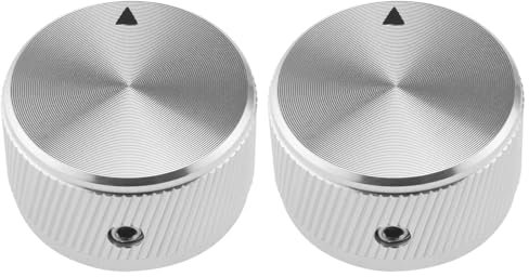 eMagTech 2 Boutons de Potentiomètre 1/4 Pouces en Alliage d'aluminium Boutons Commande de Pot pour Amplificateur d'amplificateur de Puissance Préamplis Équipements Audio 30x17mm (DxH), Argente