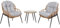 Mendler Poly-Rattan Garnitur HWC-N33, Balkon-Set Gartengarnitur Sitzgruppe Stuhl Beistelltisch - naturfarben, Polster hellgrau