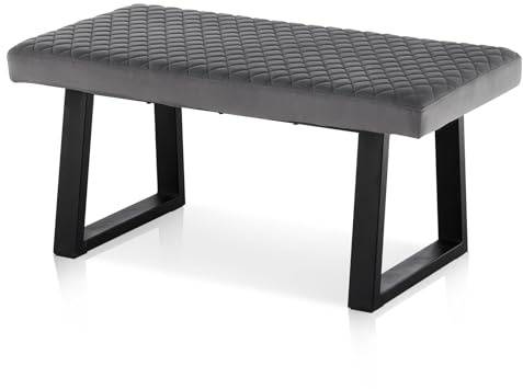 CLIPOP 100cm Samt Sitzbank, Polsterbank Metallbeine, Wohnzimmer, Schlafzimmer, Flur, Esszimmer (Grau)
