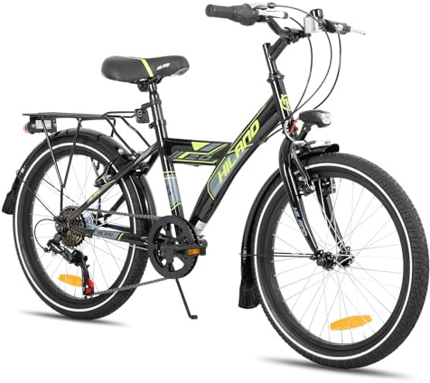 Hiland 20 Inch Kids Bike, 6 Speed Kids Bicycle for boys from 6 7 8 9 years, Black