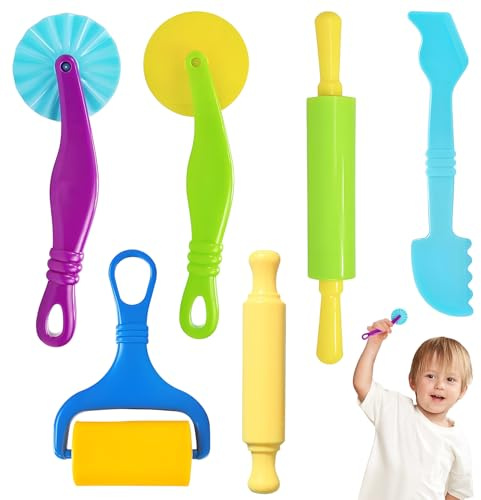 Knete Zubehör,6-Teilig Knetwerkzeug,Knete ab 2 Jahre,Play Werkzeug Knetset set Knet,für Kinder Knetzubehör Knetä Jahr,Jahren Kneten Werkzeuge,Kinderknete Formen Plastilin DIY Kinderknetekinderknete