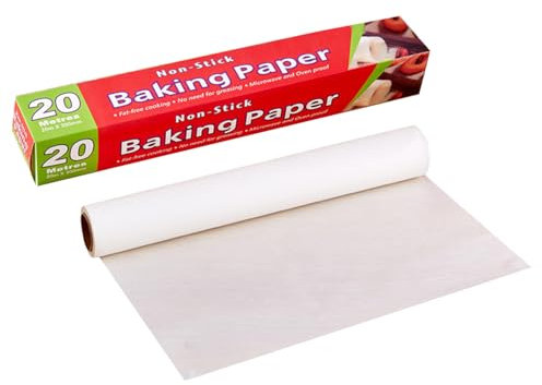 Diffaxy Carta da forno 300 mm x 20 m, carta da forno per la cottura, materiale alimentare, ideale per la cucina privata e professionale, un rotolo