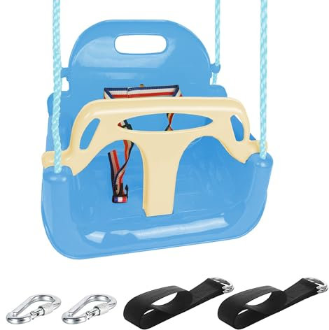 KINSPORY Toddler Swing 3-in-1, Kid Swing Seat for Kid, Baby Swing for Garden Home Playground Indoor Outdoor (Light Blue)