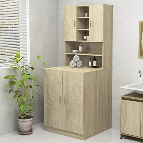 Xichuzi Armario Lavadora Roble Sonoma 70,5x25,5x90 cm, Mueble Baño, Mueble Auxiliar Baño, Armario De Baño, Mueble Bajo, Mueble Lavabo