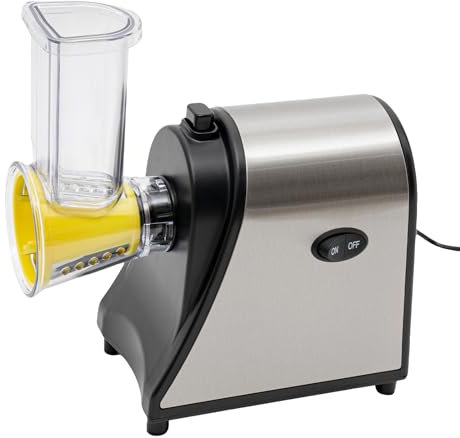 Grattugia elettrica professionale, affettatrice per verdure elettrica, fresa automatica con 5 coni, 19 x 12,5 x 20 cm
