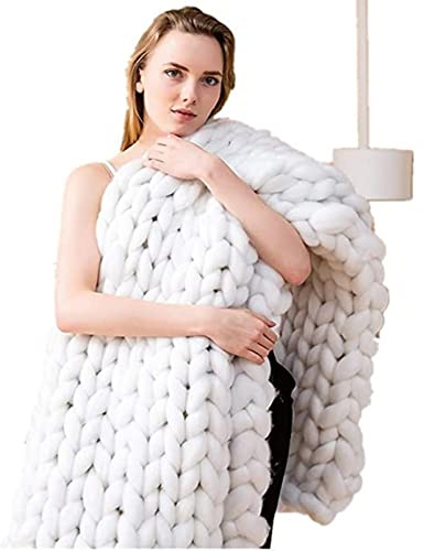 XFZJCHAP Coperte da tiro in Maglia Grossa per Letto Coperta appesantita Lavorata a Maglia, Coperta in Maglia Grossa di ciniglia Fatta a Mano, Coperta in Maglia Grossa a trecceB100x100cm