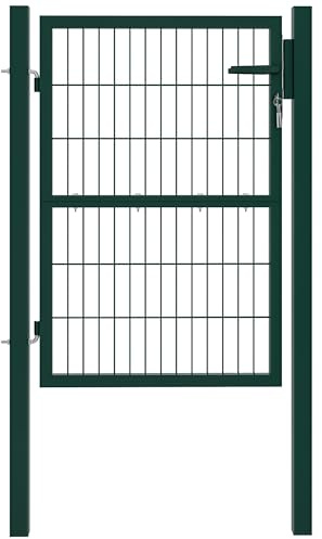 Outsunny Gartentor aus Stahl Gartentür mit Griff, Schloss 3 Schlüssel abschließbar Zauntor 97x170cm Hoftor Gartenpforte Tor für Stabmattenzaun, Zauntür für Begrenzungszaun Grün