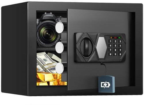22L Safe Tresor Digitaler MöBeltresor mit NotschlüSsel Batteriekasten, Digital Wandtresor für, Geschäft, Büro, Hotel, Geld, Dokumente, Schmuck