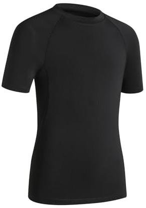 HYCOPROT Maglia a Compressione per Ragazzi Maniche Corte Base Layer Camicie a Compressione da Bambino Allenamento a Strato Base Traspirante e Asciugatura Rapida