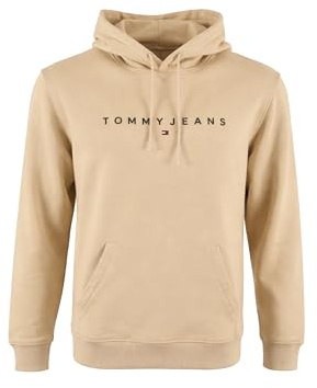 Tommy Jeans Herren TJM REG Linear Logo Hoodie EXT DM0DM20746 Pullover Hoodie, Beige (Gulf Sand), L, Beige (Gulf Sand), L