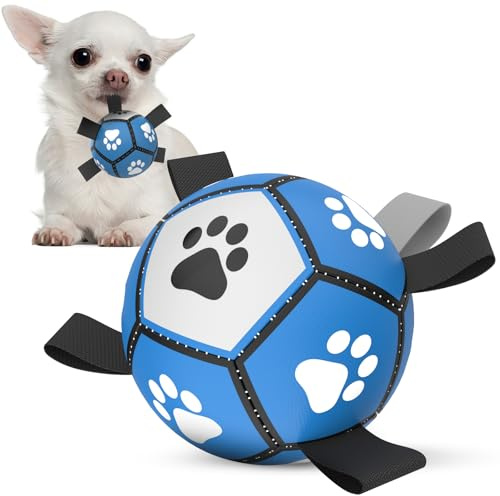 HETOO Dog Balls Dog Football Toys Dog Toy Ball (5 Inch Small Blue) | Durable high bounce floating dog balls, dog water toys, interactive dog ball indoor outdoor play, ideal dog birthday gifts