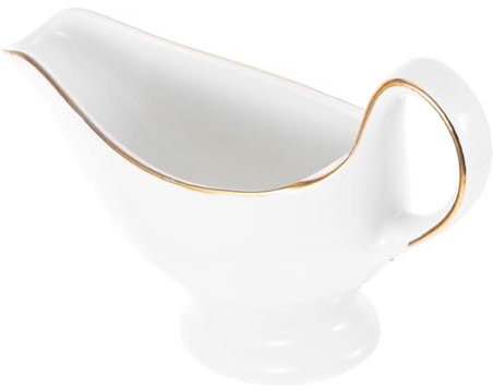 PartyKindom Saucière en Céramique Dorée Pot à Lait Distributeur de Sauce Saucière Ergonomique pour Maison et Récipient à Sauce Multifonctionnel