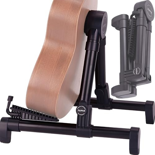 CXAFQ Soporte de guitarra plegable negro, soporte para guitarra eléctrica, soporte para ukelele, material de aleación de aluminio, soporte estable triangular, plegable, almacenamiento conveniente