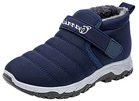 Stivali da neve antiscivolo – Stivali invernali da uomo imbottiti impermeabili – Scarpe invernali calde in peluche – Scarpe da trekking leggere – Stivali invernali bassi, Blu, 43 EU