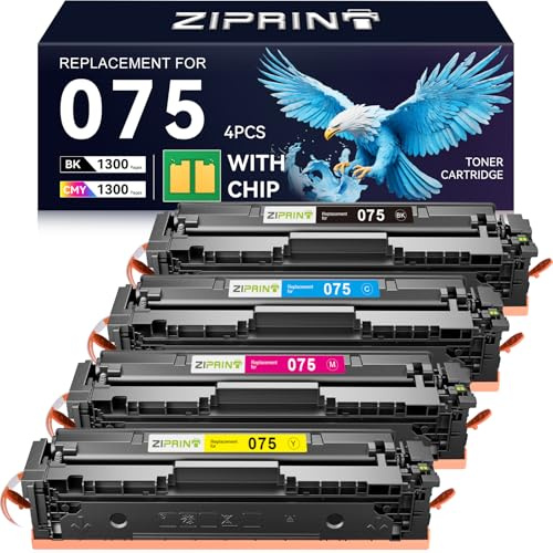 ZIPRINT 075 Toner Cartridge Set MF665Cdw MF663Cdw Compatible Replacement for Canon 075 075H Toner Works with Color Image LBP646Cdw LBP647Cdw MF662Cdw LBP640 MF660 Laser Printer Ink (4 Pack)